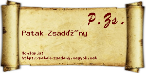 Patak Zsadány névjegykártya